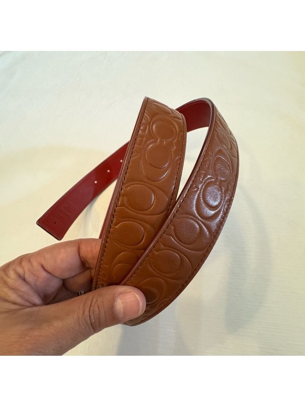 Coach Authentic Brown Embossed Leather Belt